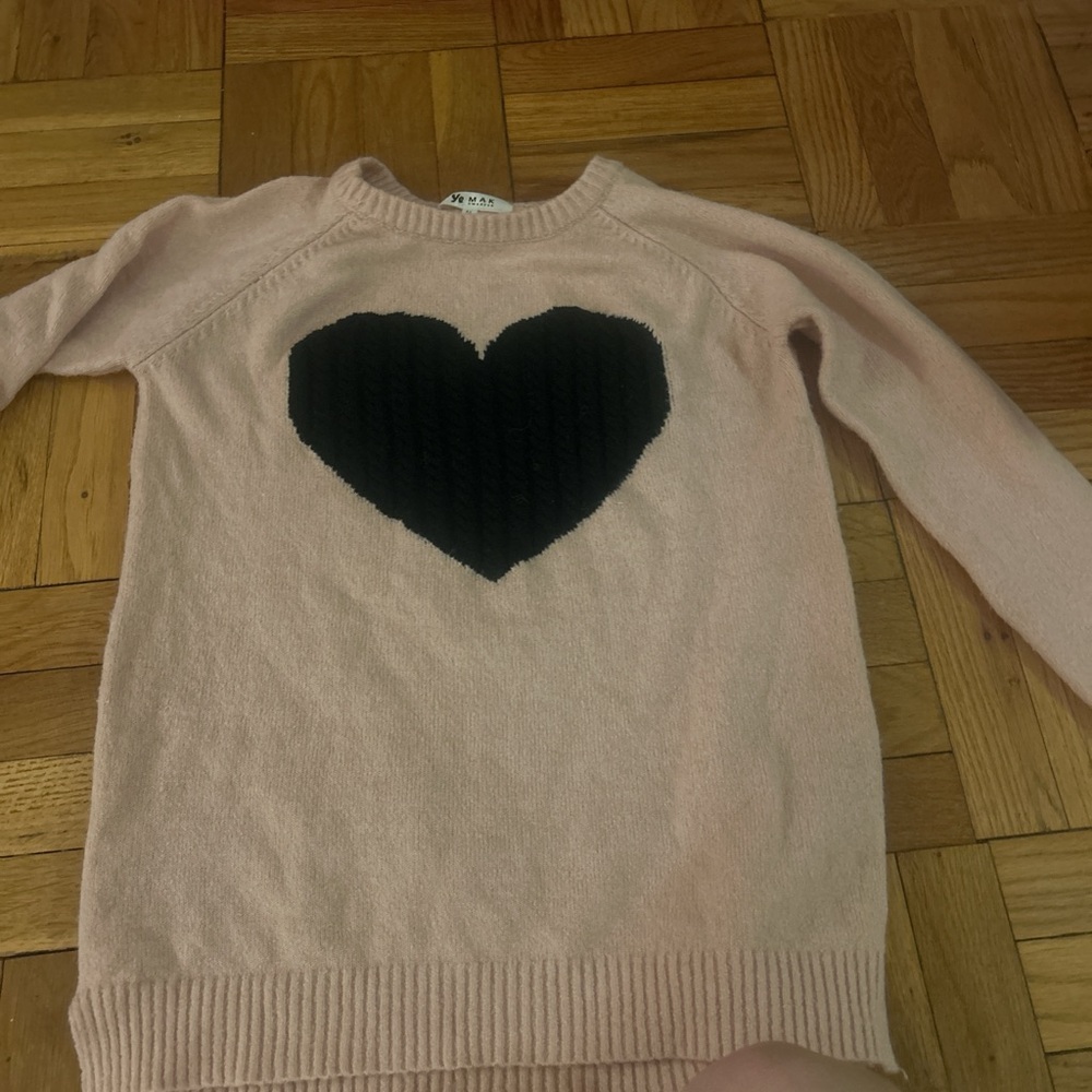 Blush Sweater with Black Heart